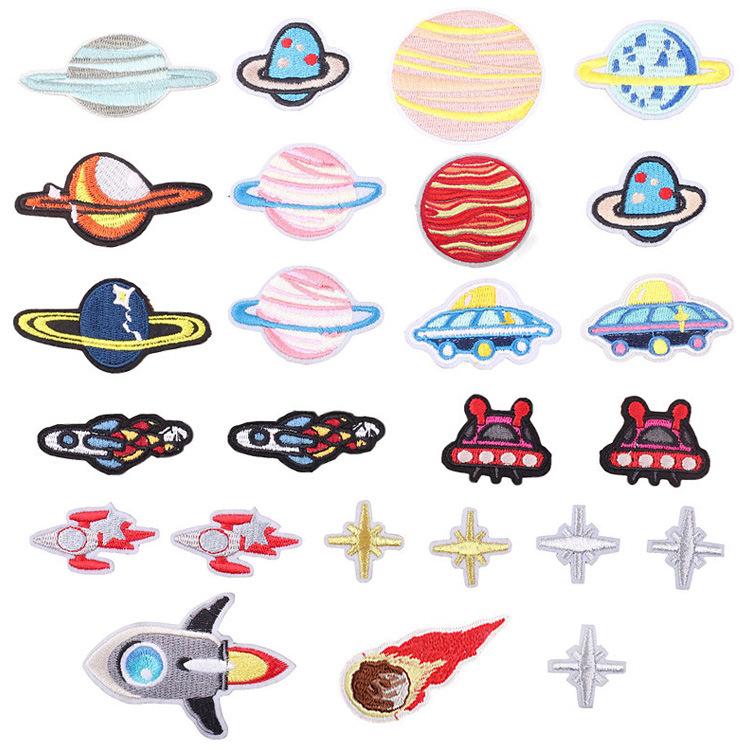 Computer Embroidery Label Astronaut Embroidery Cloth Sticker Clothes Patch Sticker Bag Decoration Embroidery Sticker Ironing Planet Chapter Boy