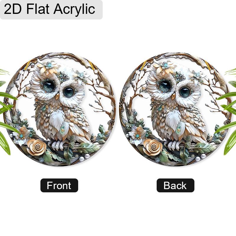 Acryl Weiße Eule Sonnenfänger Glasmalerei-Effekt Fensterhänge-Ornament Eulenliebhaber Weihnachtsgeschenke