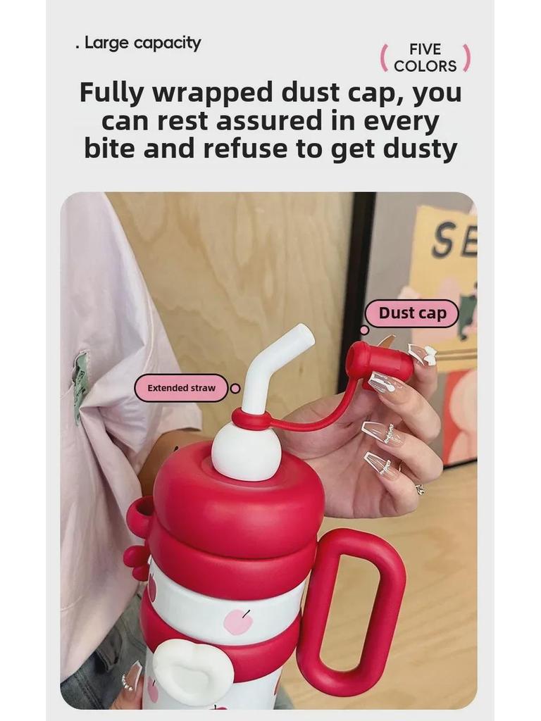 Termosmugg i rostfritt stål: Dam 2024 års utgåva - Kontor med stor kapacitet & Barns sugrörsiskopp