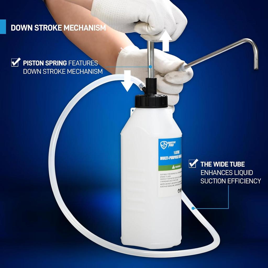 1.05 Quart / 1 Liter Multi-Purpose Oil Pump, Hand Fluid Transfer Pump For Engine, Transmission And Gear Oils, Precision Fluid Dispensing In Tight