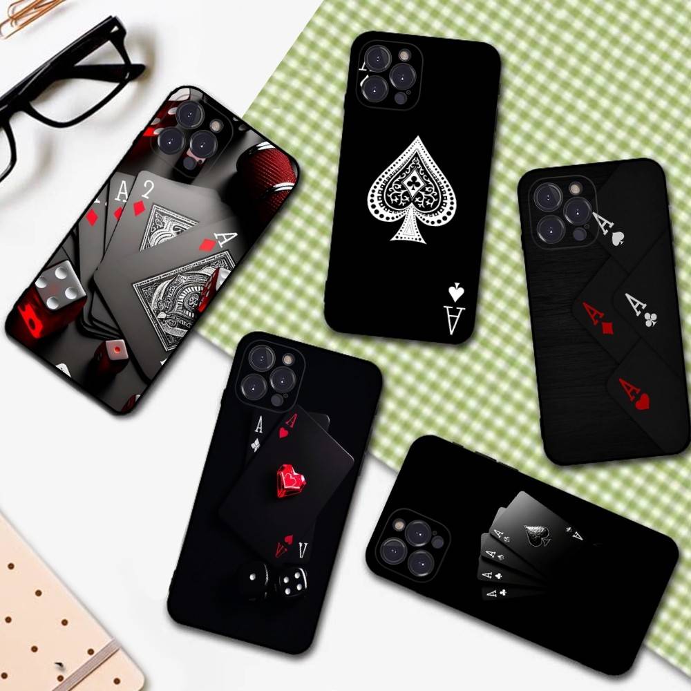 Poker Pattern Game Soft Back Phone Cover Case For IPhone 17 16 Pro Max 15 12 11 16e 13 Mini 14 15 Plus