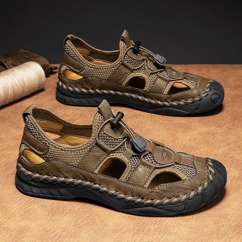 38-48 Sommer Herren Sandalen Outdoor Mesh Strand Sandalen Freizeitschuhe Sneaker Herren Leder Sandalen