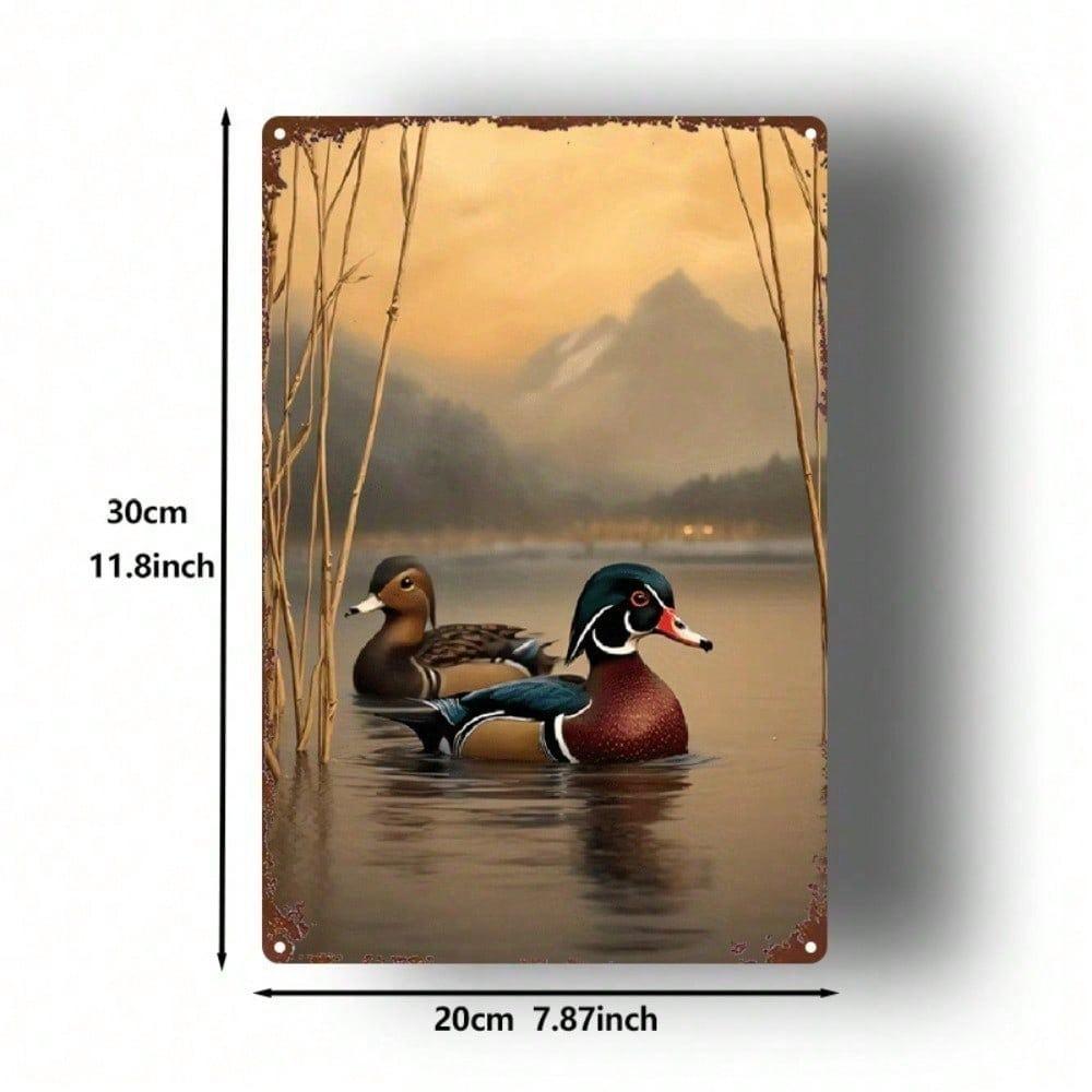 1pc Vintage Lakeside Wild Duck Metal Sign 2D Rustic Iron Wall Art 8x12 Inch Nostalgic Decor for Home Bar Garage Club