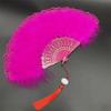 White Feather Fan Full Velvet Thickening Cheongsam Catwalk Folding Fan Yudi Boutique Night Shanghai Chinese Ancient Style Dancing Folding Fan Female