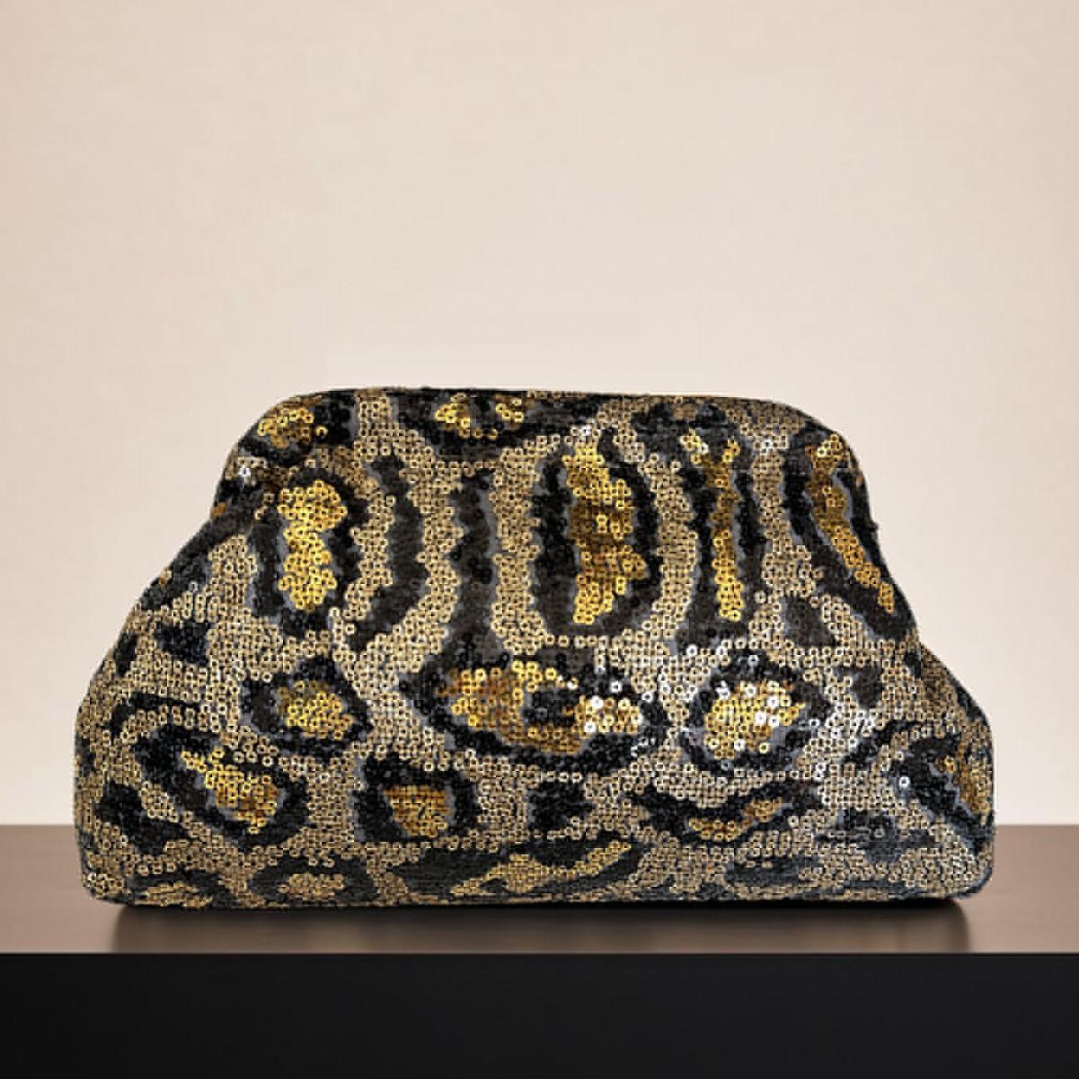

Leopard Sequined Cloud Dumpling Bag Sparkling Serpentine Women Handbags Luxury Party Wedding Evening Bags for Women Pouch Clutch