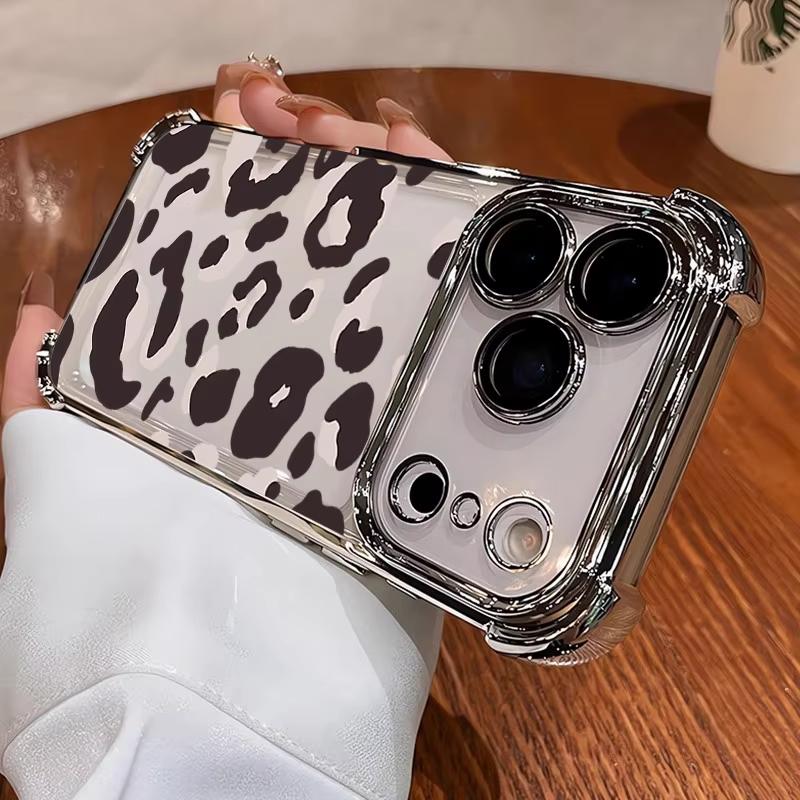 Leopard Print Pattern Electroplated Shockproof Phone Case For Samsung Galaxy S23 S24 S25 S26 Ultra S22 S21 Plus FE Cover