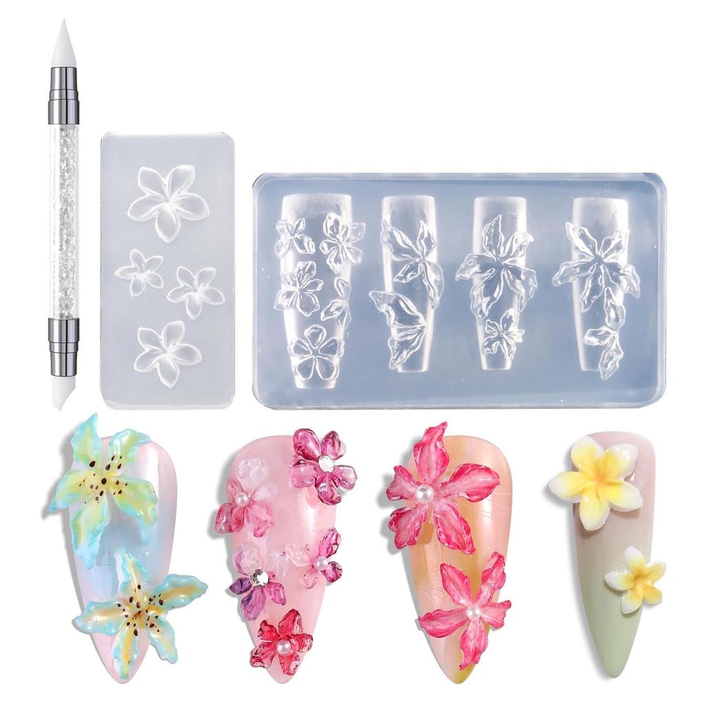 3er-Pack Professionelle Nail Art Formen Blumenform Kleine Zubehörform Nägel Dekorative Formen für Maniküre Dekorationen