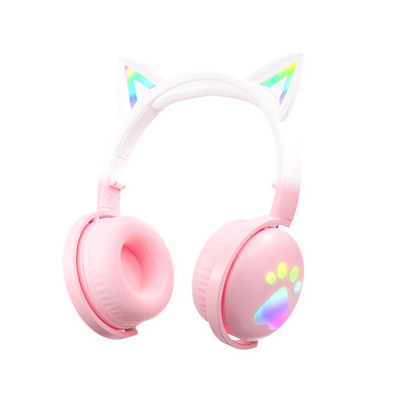 Cross-Border RGB Cat Ear Bluetooth Headphones KE-28 with Mic
