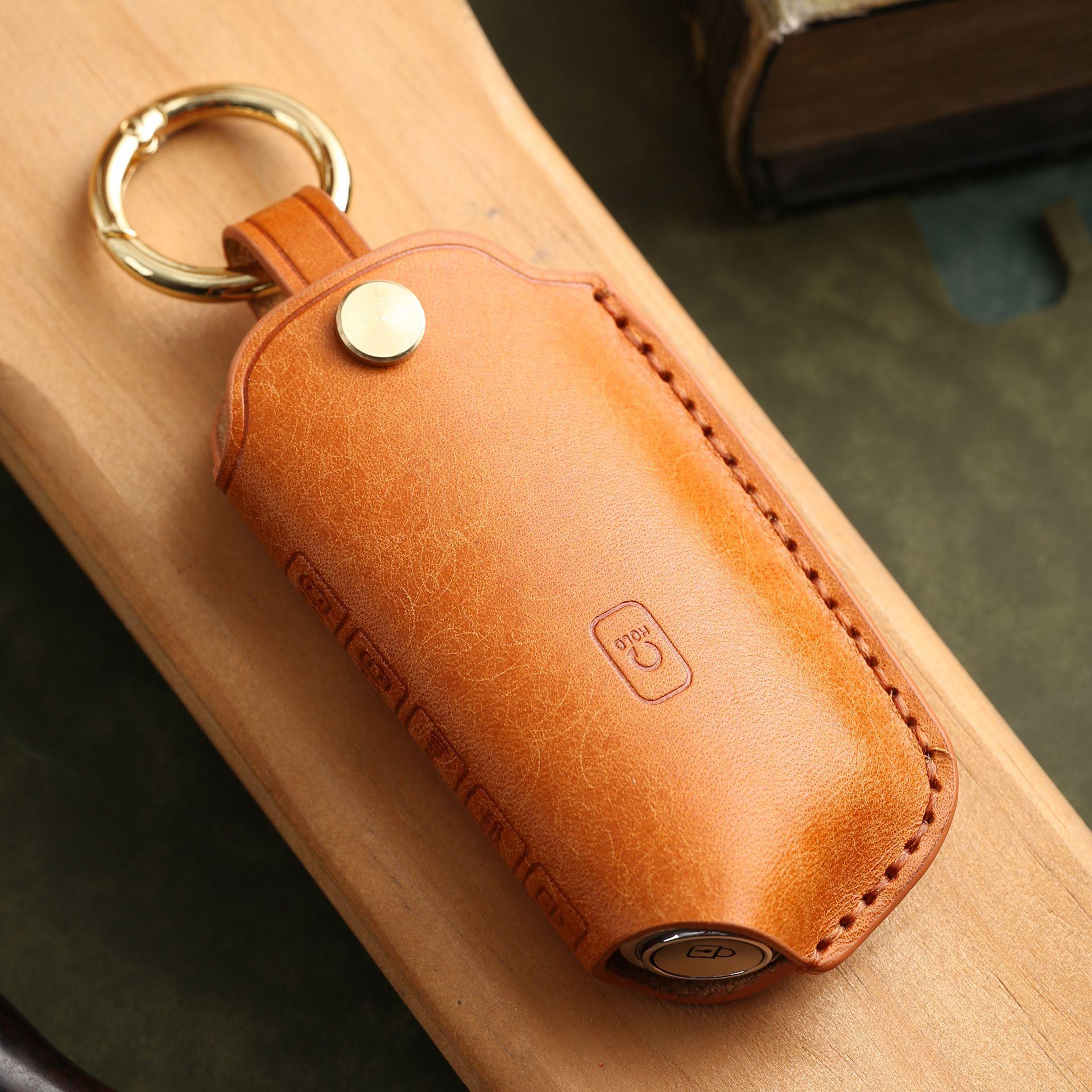 

Customized Korean car key cover is suitable for Kia Sorento handmade genuine leather car key case оранжевый