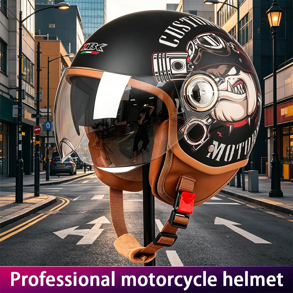 Men's Motorcycle Half Helmet Cruising Pedal Bike Cute Cartoon Anti-Fog Helmet Electric Vehicle Ladies Universal Four Seasons