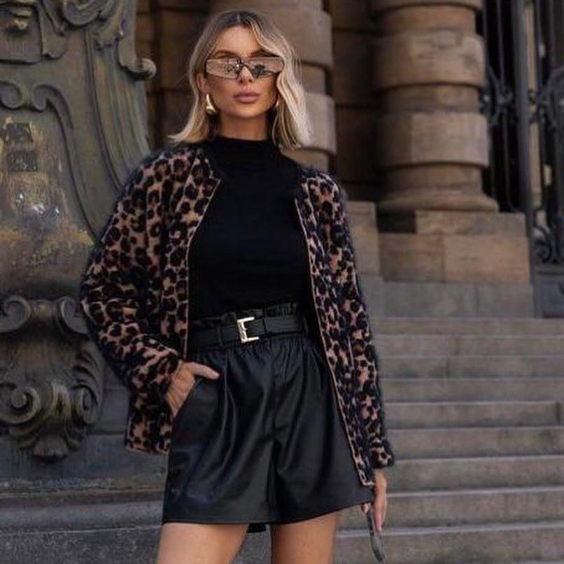 2024 Autumn Women's European and American Style Leopard Print Versatile Fashion Coat