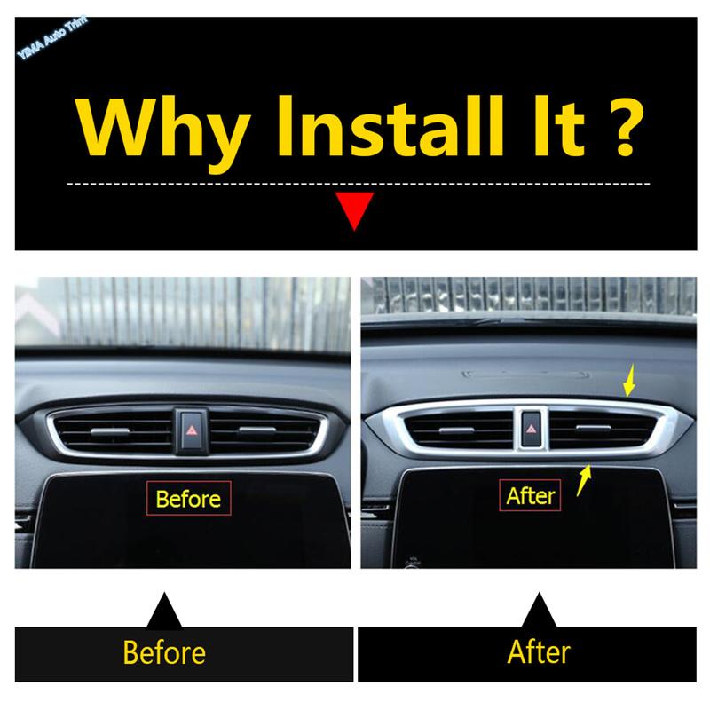 Car Styling ABS Interior Middle Air Vent Outlet Panel Cover Trim Frame Fit For Honda CR-V CRV 2017 2018 - Left Hand Drive