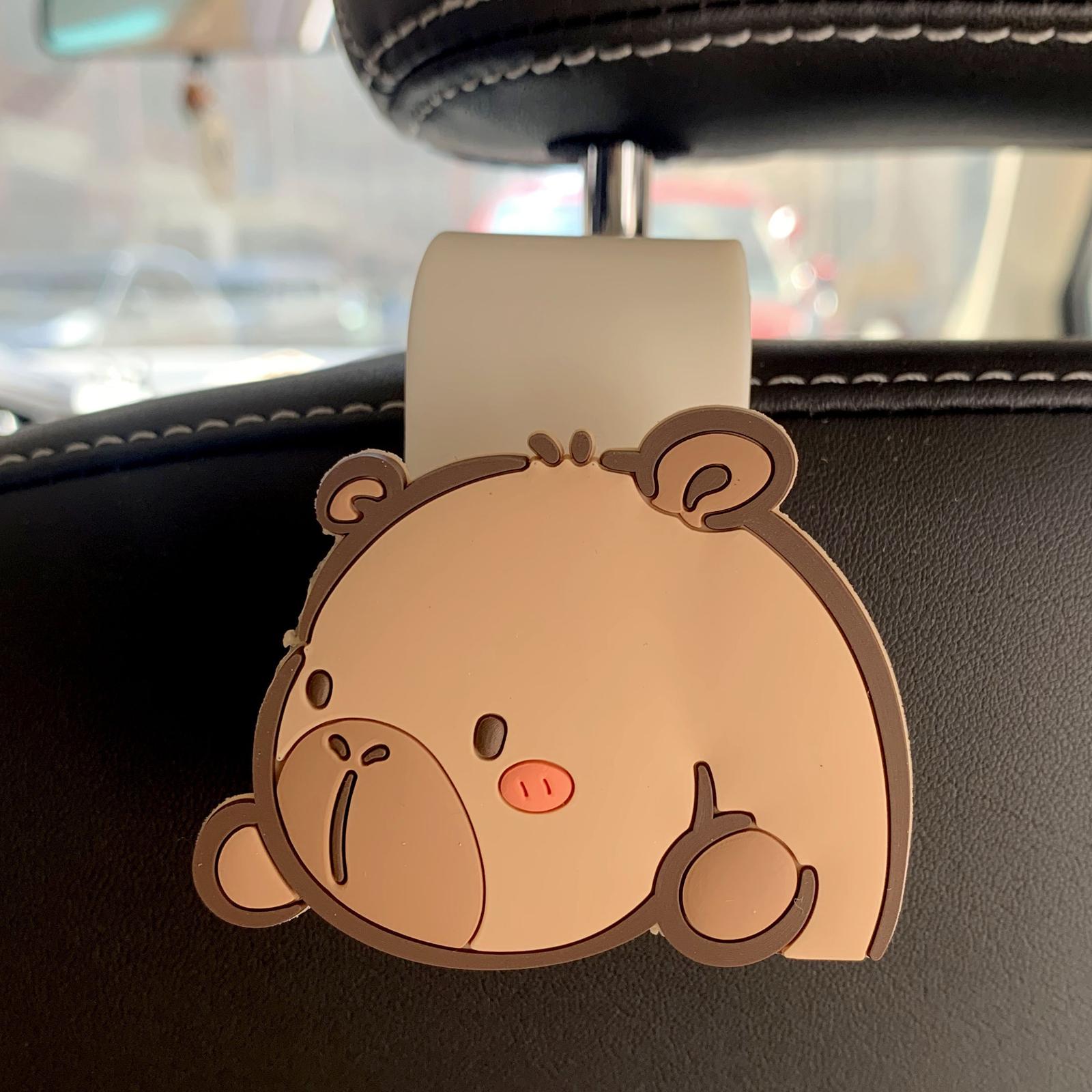 

Cute Cartoon Car Seat Back Hook - ABS Resin, Multi-Functional Rear Backrest Decorative Accessory for Vehicle Interior One Size белый