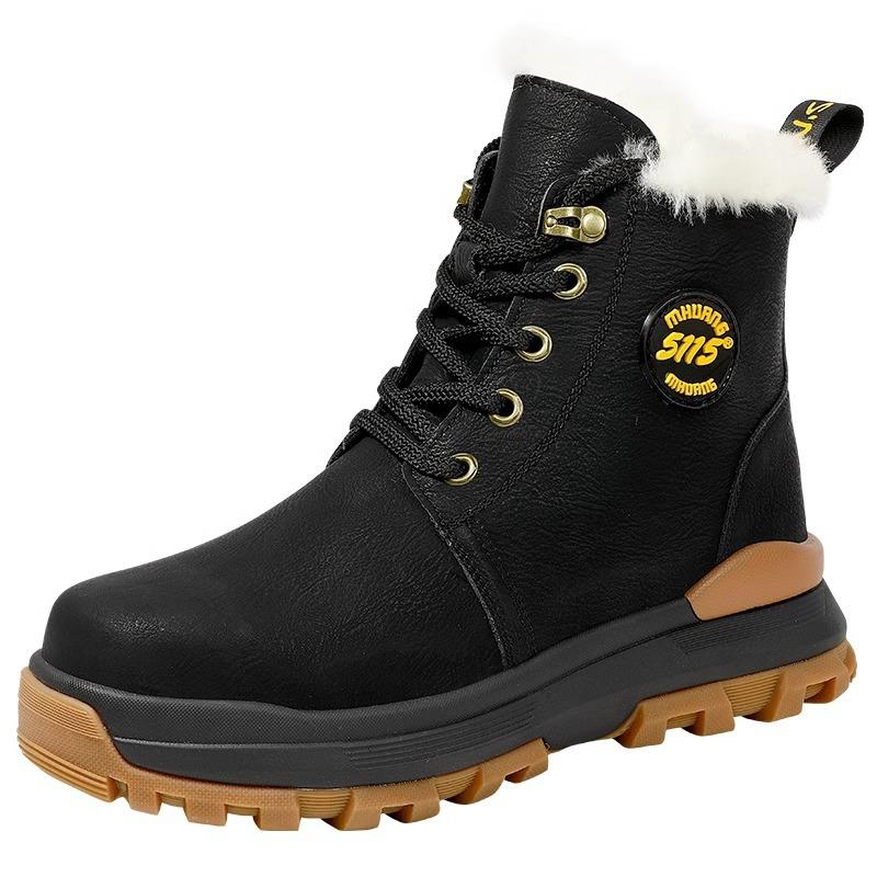 

Мужские зимние сноубутсы из овчины и меха, интегрированные, устойчивые к холоду, утолщенные, теплые, высокие, водонепроницаемые 45