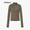 MO&Co. Deconstructed High-Neck Stretch Tencel Wool Top