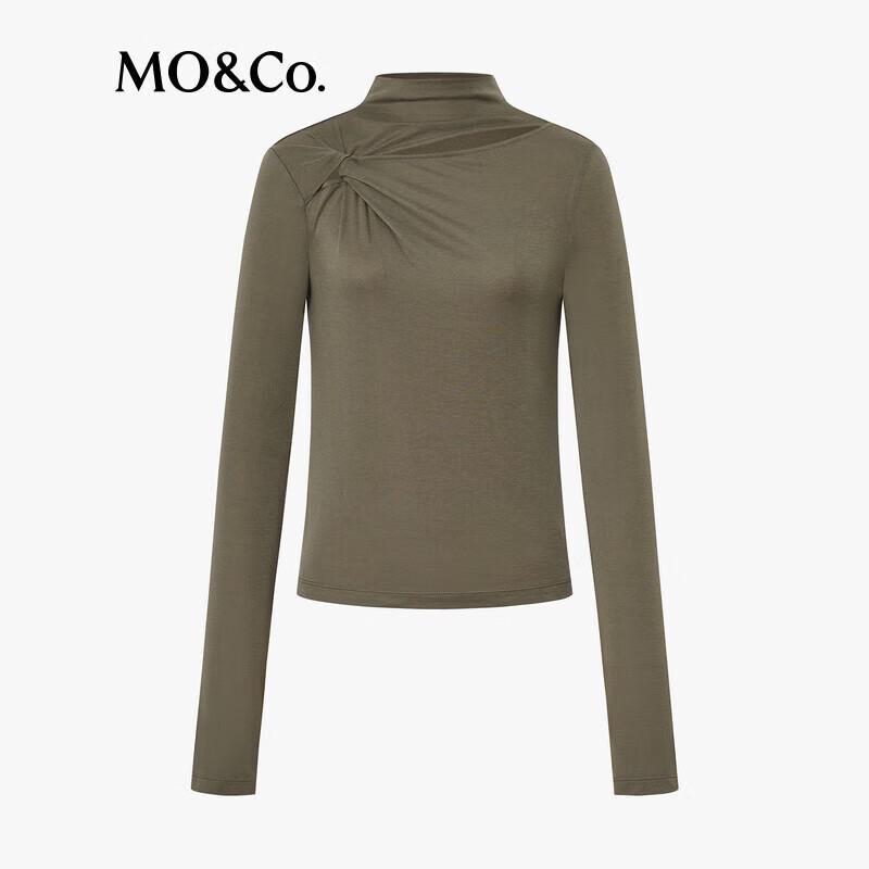 MO&Co. Deconstructed High-Neck Stretch Tencel Wool Top