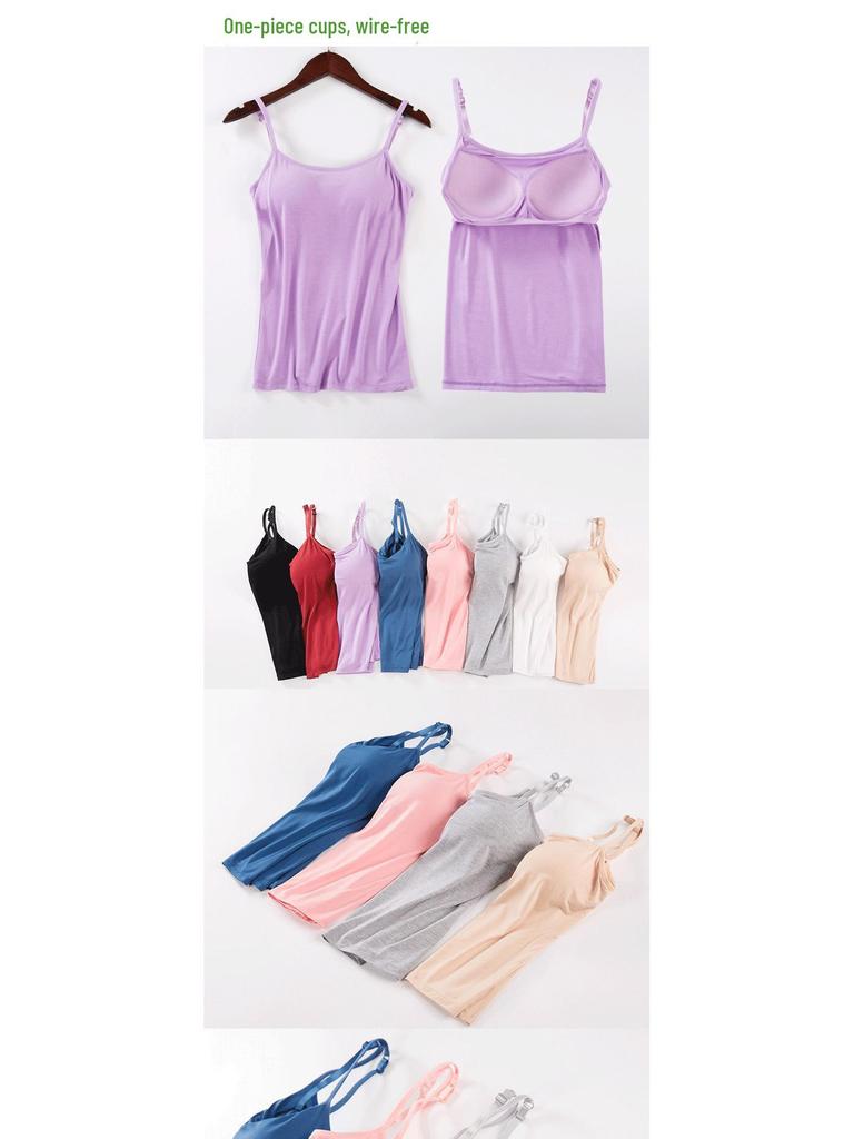 Modal Women's Wire-Free Tank Top with Built-in Bra Pads - Yoga Base Layer Upgraded Version