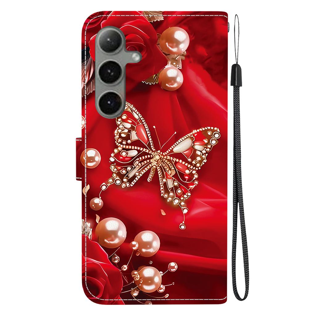 Handmade PU Leather Flip Case for Samsung Galaxy S25+/S25 Plus (SM-S936B)- Anti-Slip Shockproof Cover with Wrist Strap & Heart/Rose Cat Designs