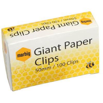 Marbig Giant Paper Clips 50mm / 100 Clips