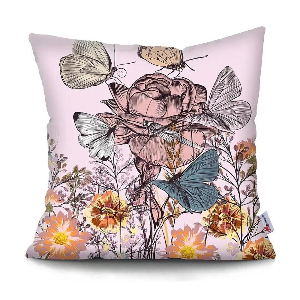 45X45CM Flowers and Birds Series Pillow Living Room Sofa Car Office Waist Cushion  Cover  Bed Home Decoration