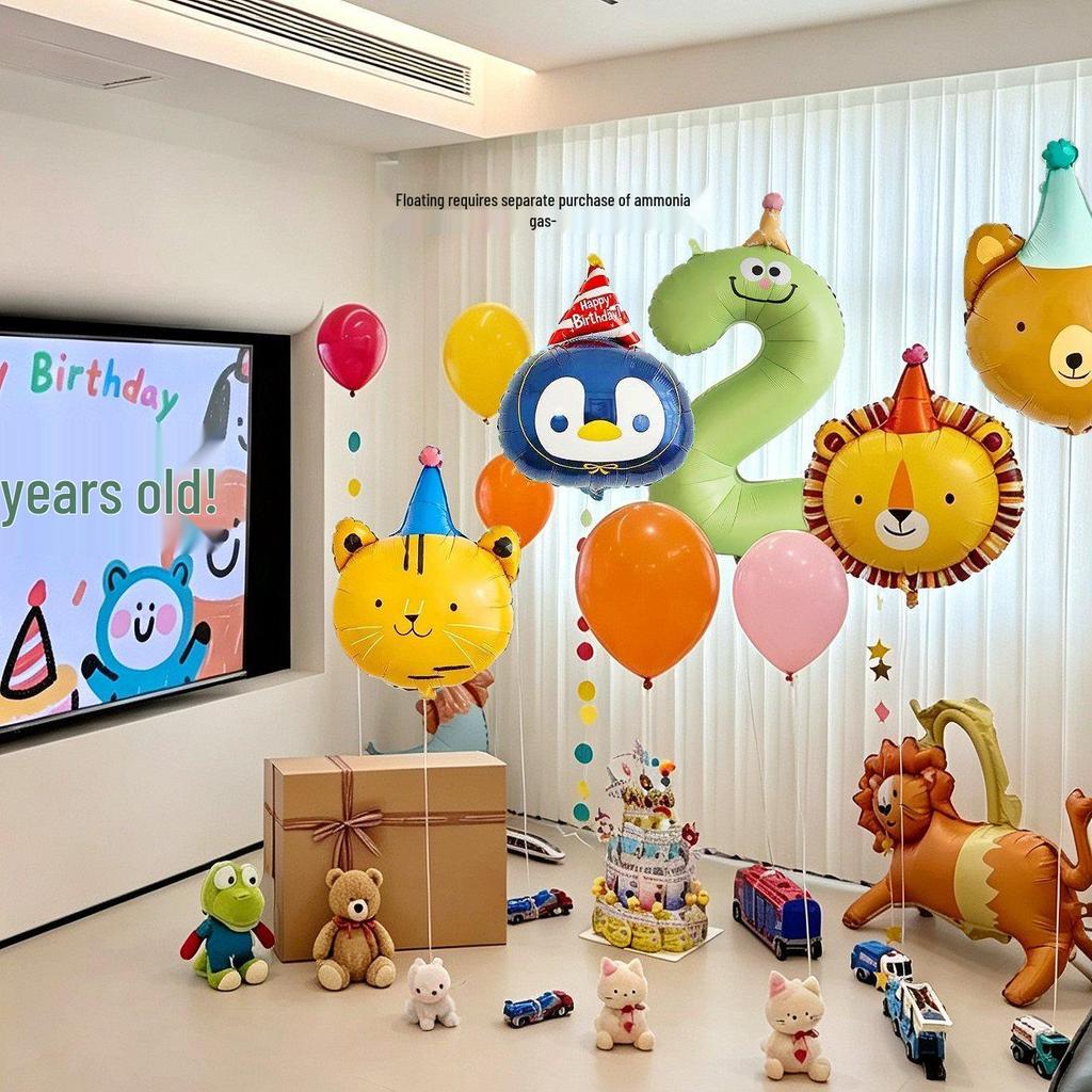 10. Geburtstag Cartoon Tiere & Zahlen Luftballon Party Dekoration für Kinder