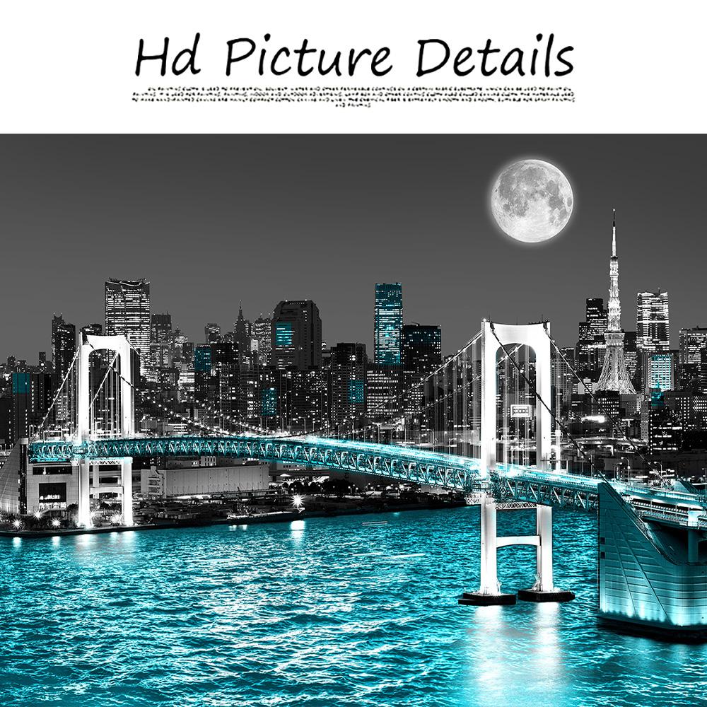 New York City Building Wall Art Canvas Painting Abstract Black White Landscape Posters and Prints Picture for Living Room Decor