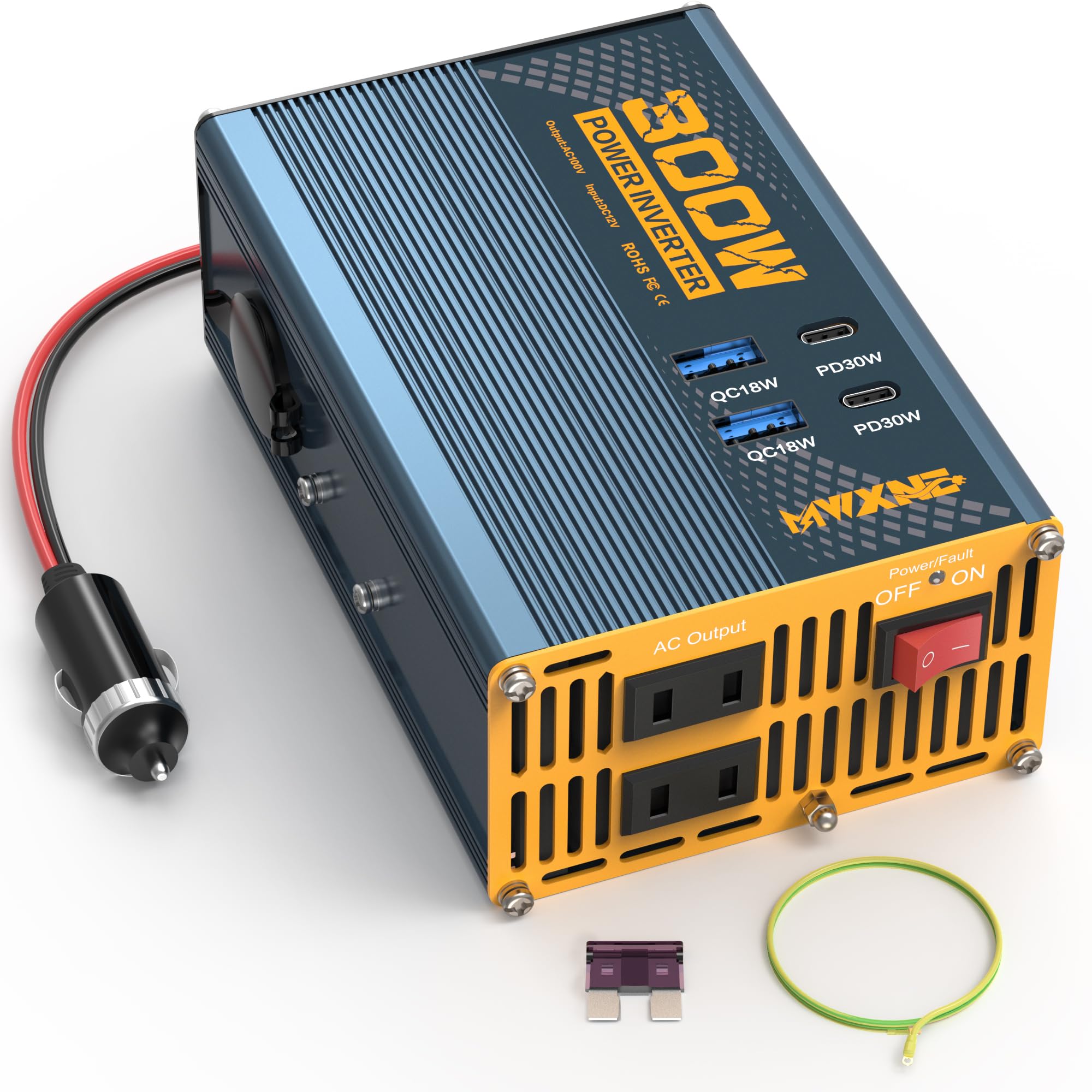 

Автомобильный инвертор MWXNE 300 Вт с прикуривателем, быстрой зарядкой и 7 преобразователями 12 В в 100 В 12 В в и Идеален для перебоев в электроснабжении и автомобиля Совместим с и