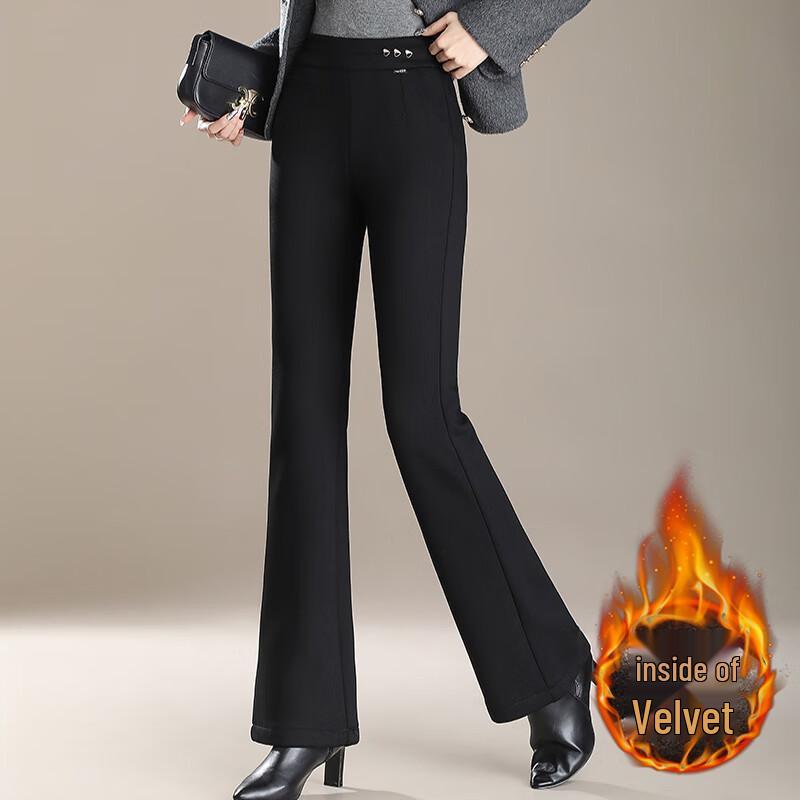 XUEXI Women's Winter Slimming Fleece-Lined Flared Pants