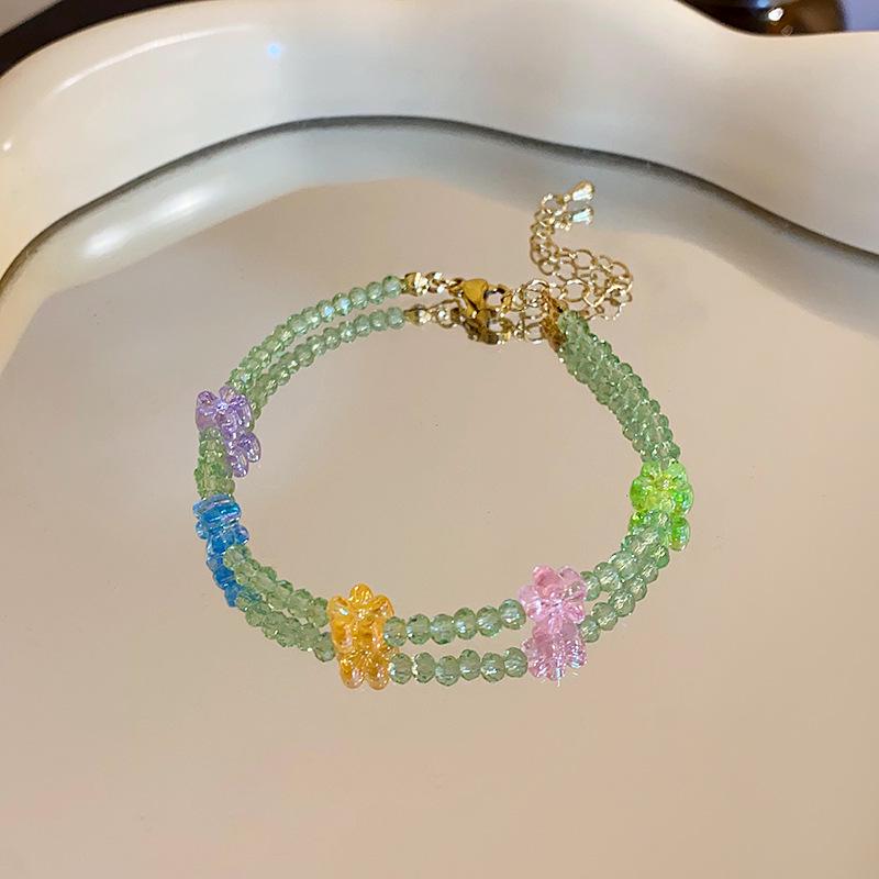 Colorful Dopamine Flower Crystal Beaded Bracelet - Versatile, Fashionable, and Fresh Literary Hand Jewelry.