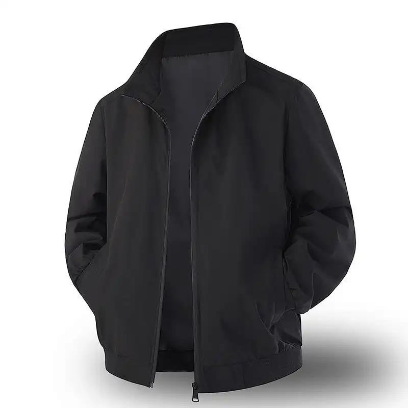 New Style Spring Autumn Men's Solid Color Tops Baseball Jackets Stand-up Collar Jackets Casual Loose Versatile