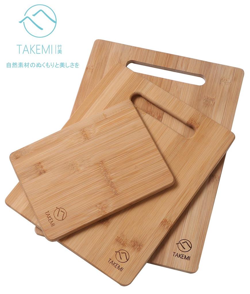 TAKEMI Bambus-Schneidebrett umweltfreundliches Bambus-Schneidebrett SDGs [FSC-Produkt] 3-teiliges Set, antibakteriell, leicht,