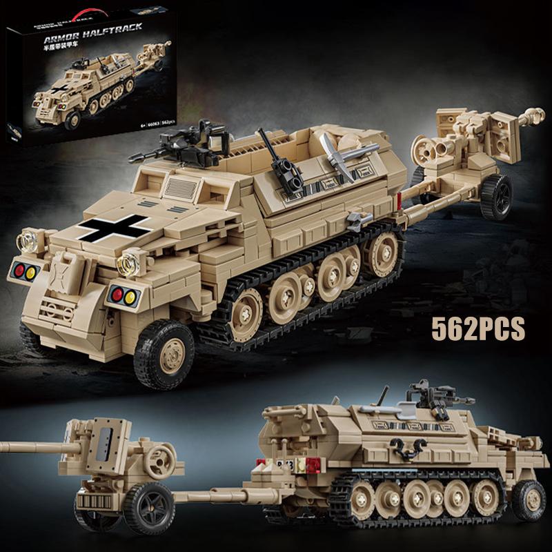 Activating Toys Military Ww2 Half Tracked Armored Truck Heavy Assault Gun Tank Building Blocks Army Katyusha Rocket Vehicle Figures Bricks Toys