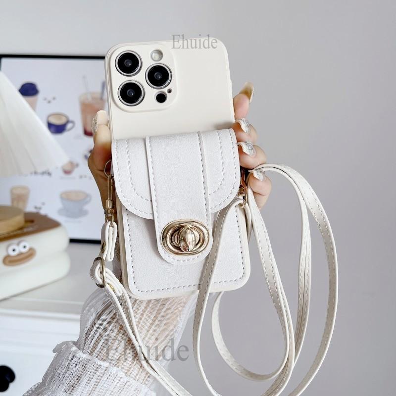 Portemonnaie Hülle für iPhone 16 15 Pro Max 14 Plus 13 12 Mini 11 Pro X XS Max XR 7 8 Crossbody-Gurt Lanyard Ledertasche Kartenabdeckung