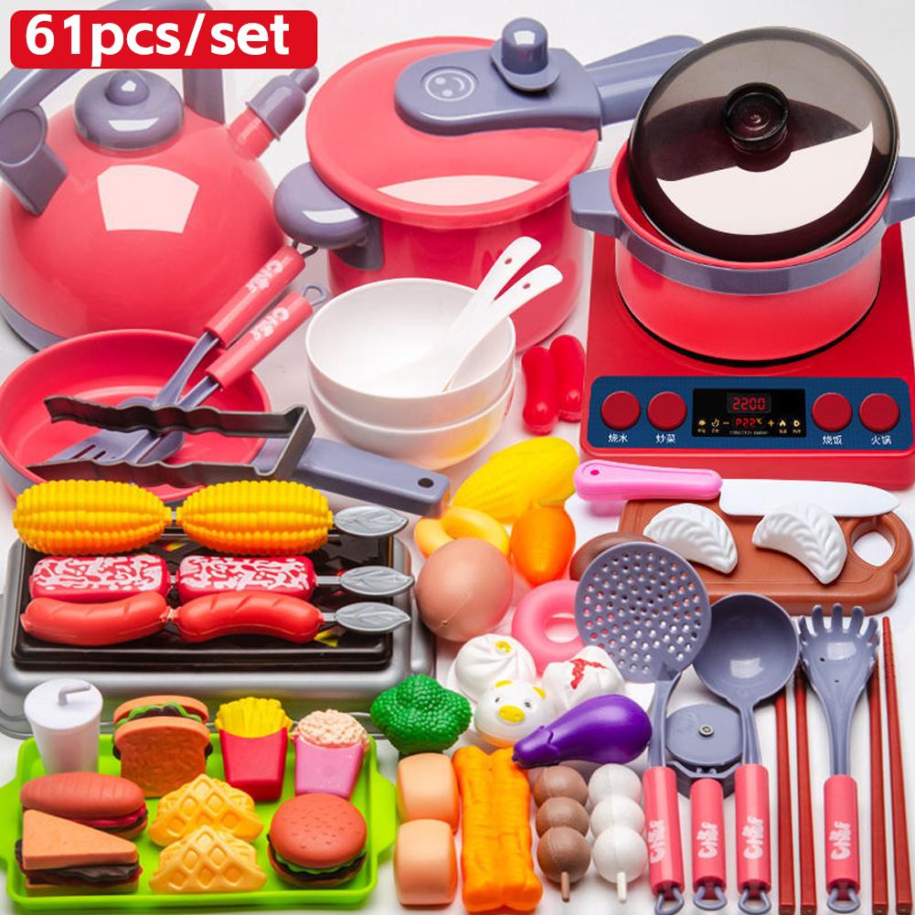 

20/51/61 шт. Детский игровой кухонный набор, ролевые игры, набор игрушек для готовки, набор игрушек для малышей, игрушечные кастрюли и сковородки для детской кухни 61pcs