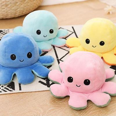 Özel Komik-İngiltere Oyuncak Bebek Hayvanlar Deniz Yaşamı Oyuncakları Peluş Ahtapot Geri Dönüşümlü Çevirme Çift Taraflı 1 adet