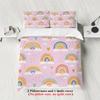 3-piece cartoon pink rainbow pattern print (1 duvet cover+2 pillowcases, no core) soft and comfortable bedding set