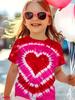 Girl Clothing Heart Tie Dye Print Summer Kids Short Sleeve T-Shirt Cute Round Neck Boy Girl Tee Outdoor Cute Children's Clothing