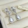 Thousand gold water drop zircon ear clips, no ear piercings, senior sense socialite temperament stud earrings,mosquito coil disc earrings.