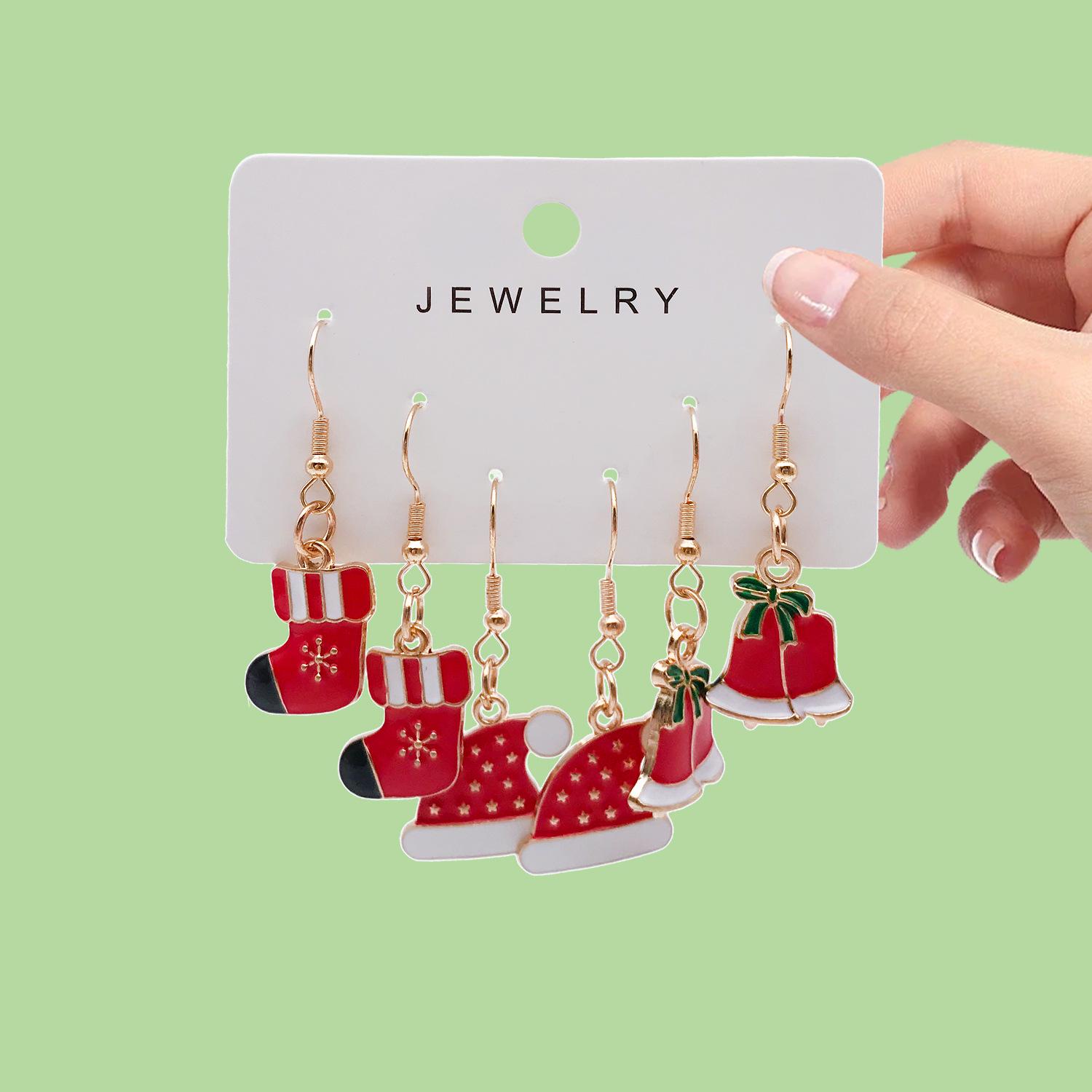 

High-End Alloy Christmas Tree Bell Earring Set