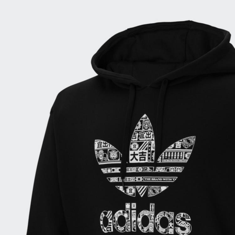Adidas Originals Trefoil Logo Hoodie Men Tops Black GT4356