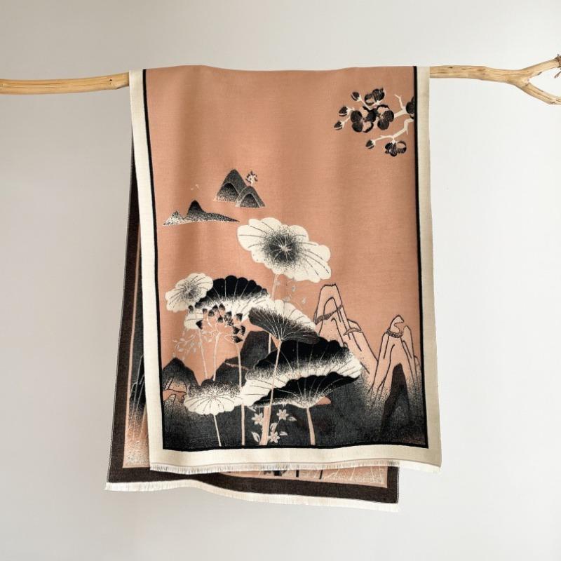 New jacquard warm fashion temperament scarf dual-purpose air-conditioned room shawl winter thickened retro scarf