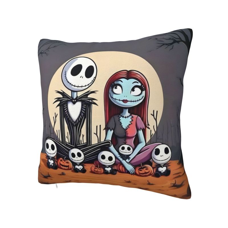 Custom Nightmare Before Christmas Pillow Case for Sofa Jack and Sally Luxury Cushion Cover Square Pillowcase