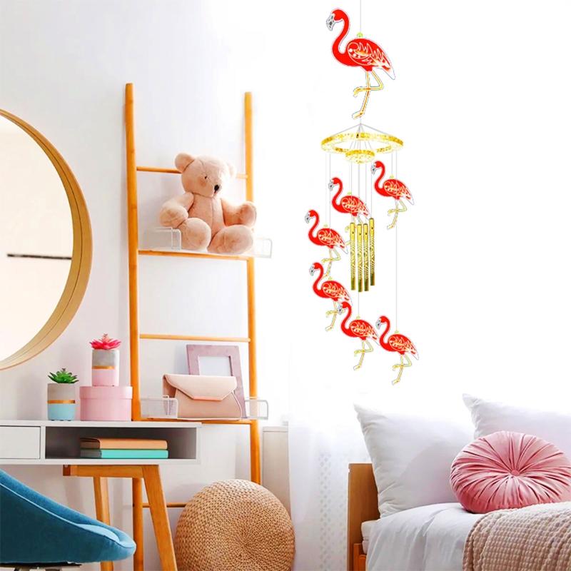 1 Set Flamingo Wind Chime Pendant Drop Glue Mold Diy Keychain Coaster Flamingo Wall Hanging Decorative Silicone Mold