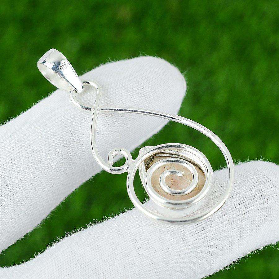 Natural Scolecite Gemstone Pendant 925 Sterling Silver Indian Jewelry For Women