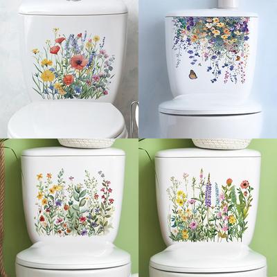 Varie piante verdi Fiori Adesivo da parete Bagno Toilette Decor Decalcomanie Soggiorno Armadietto Decorazione domestica Murale autoadesivo