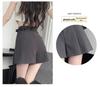 Women's Gray High-Waist Pleated Chiffon A-Line Shorts - Summer Slimming Wide-Leg Casual Skirt Pants