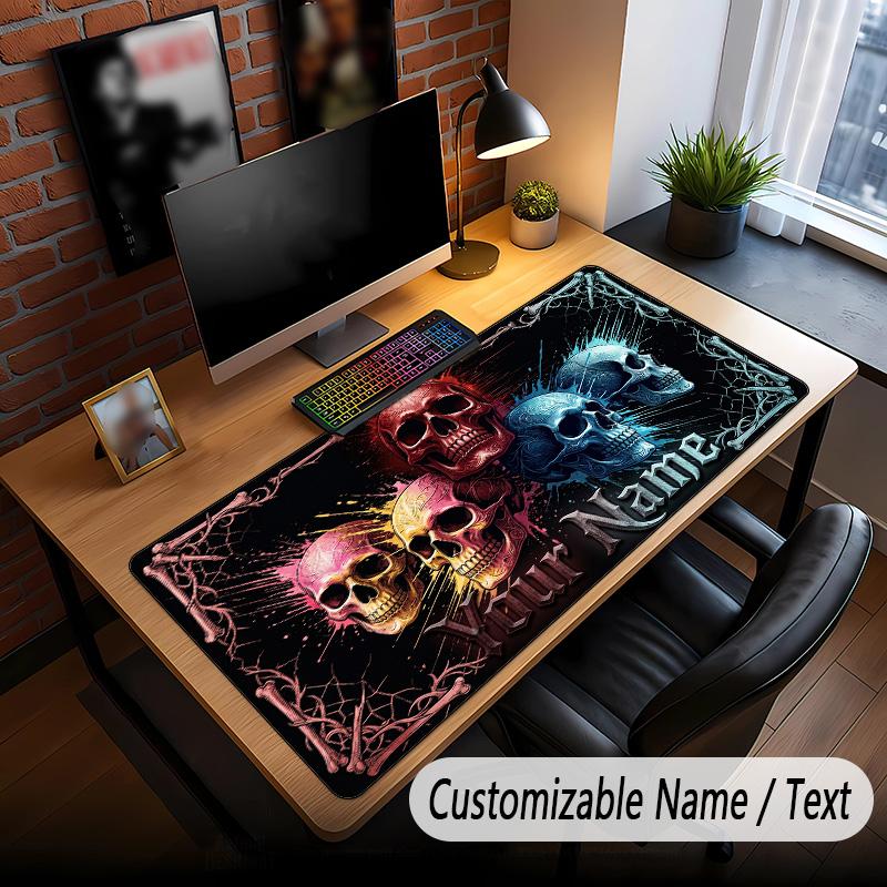 Skull Gothic Theme Custom Mouse Pad Personalized With Name Text Customized Desk Mat For Office Home Decor