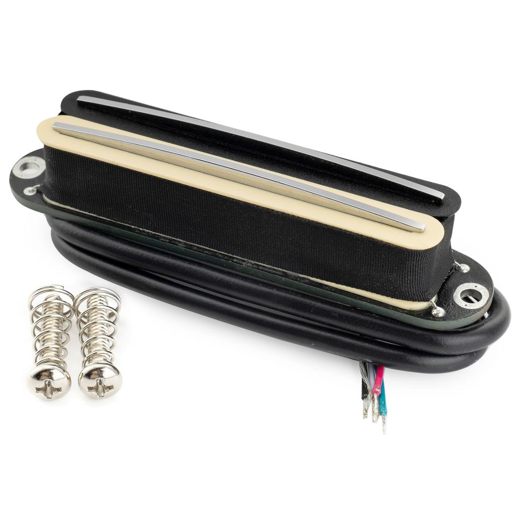 Musiclily Pro Ceramic Humbucker for Stratocaster Electric Cream Chrome Rails ST-DPMC Single-Size Pickup, 9.2K, Guitars, Body,