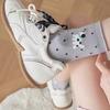 1 Pair Cotton Polka Dot Socks Cartoon Dog Cat Printed Middle Tube Socks Sweet Women Socks