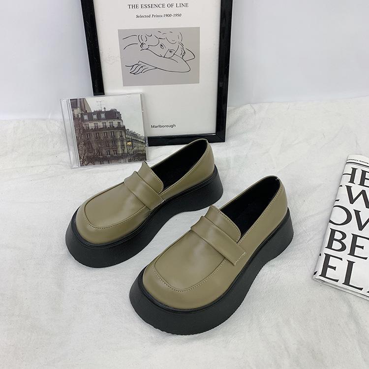 

Маленькие туфли из кожи в стиле ретро на толстой подошве, женские, простые и универсальные, японские, мягкие, повседневные, в студенческом стиле, туфли-лоферы в британском стиле, прилив 40 светло-зеленый